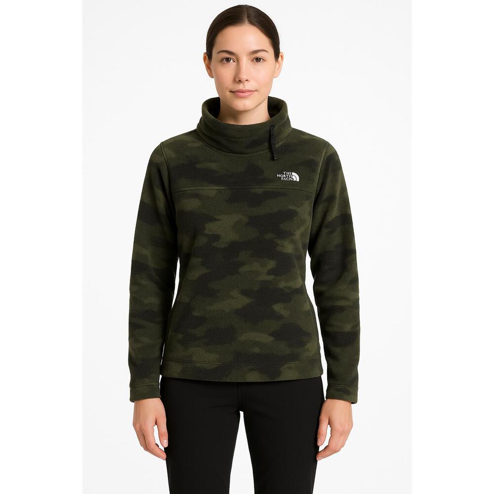 The North Face Pullover Womens Size Medium Green Camouflage High Neck Outdoor